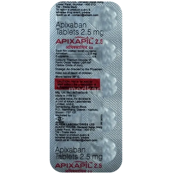 apixapil 2.5mg tablet 10's